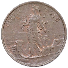 1 чентезимо 1916 года Италия — Фото №1