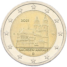 2 евро 2021 года A Германия «Федеральные земли Германии — Саксония-Анхальт (Магдебургский собор)» — Фото №1