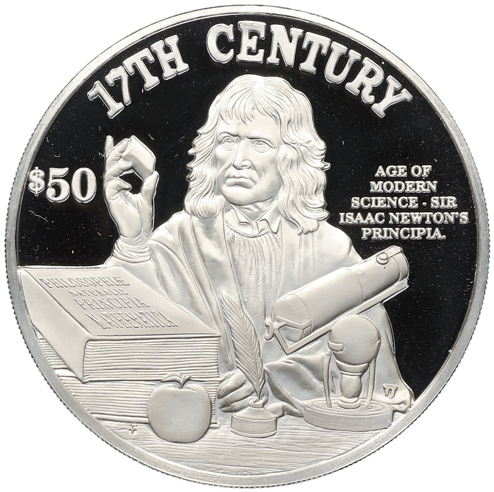 50 долларов 1997 года Острова Кука «Тысячелетие (XVII век) — Эпоха современной науки» — Фото №1