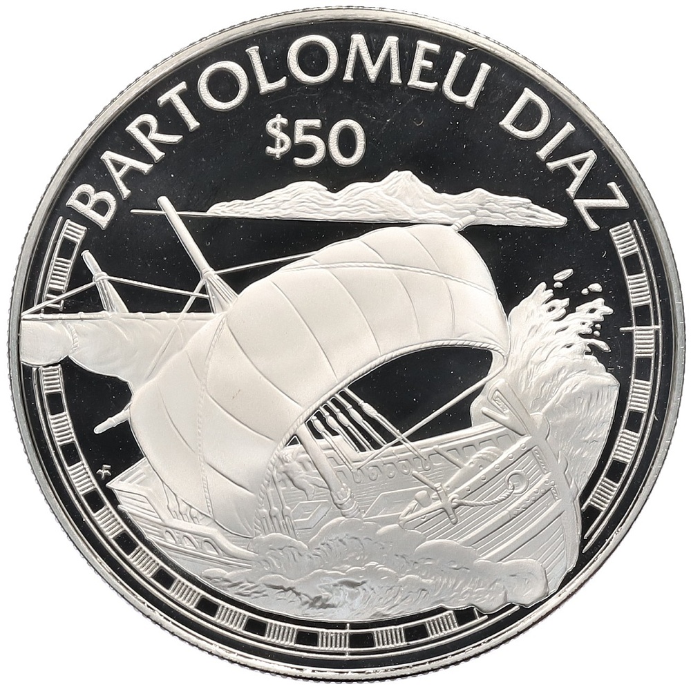 50 долларов 1988 года Острова Кука «Великие исследователи — Бартоломеу Диаш» — Фото №1