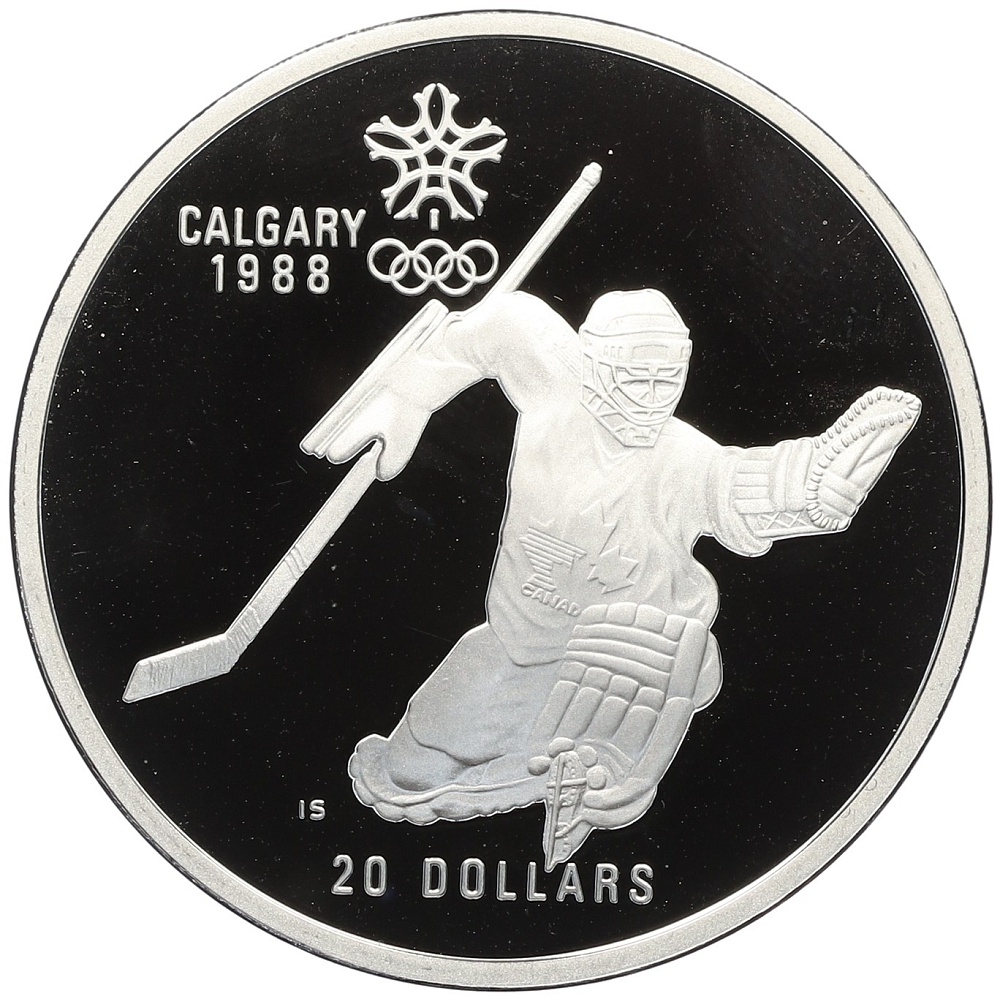 20 долларов 1986 года Канада «XV зимние Олимпийские Игры 1988 в Калгари — Хоккей» — Фото №1