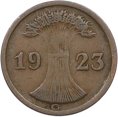 2 рентенпфеннига 1923 года G Германия — Фото №1
