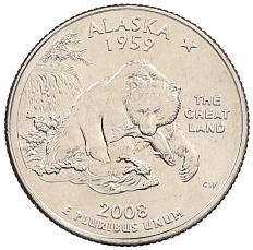 1/4 доллара (25 центов) 2008 года D США «Штаты и территории — Аляска» — Фото №1