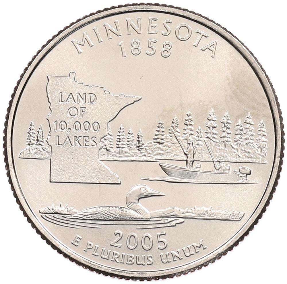 1/4 доллара (25 центов) 2005 года P США «Штаты и территории — Миннесота» — Фото №1