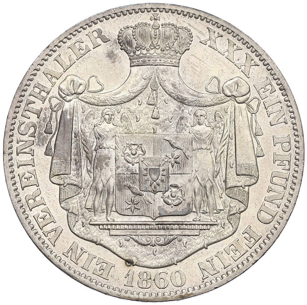 1 союзный талер 1860 года Шаумбург-Липпе — Фото №2