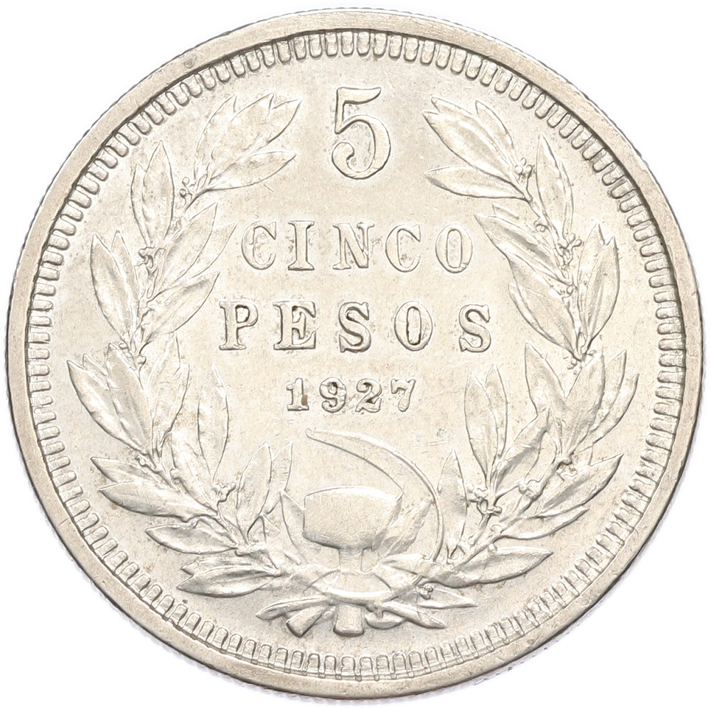 5 песо 1927 года Чили — Фото №1