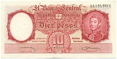 10 песо 1959 года Аргентина — Фото №1