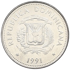 25 сентаво 1991 года Доминиканская республика — Фото №2