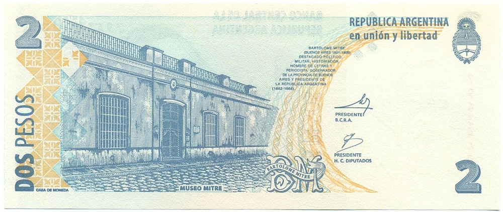 2 песо 2010 года Аргентина — Фото №2