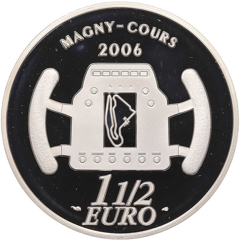 1 1/2 евро 2006 года Франция «100 лет Гран-при Франции» — Фото №2