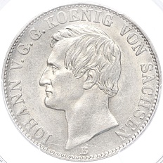 1 союзный талер 1860 года Саксония — в слабе PCGS (MS62) — Фото №1