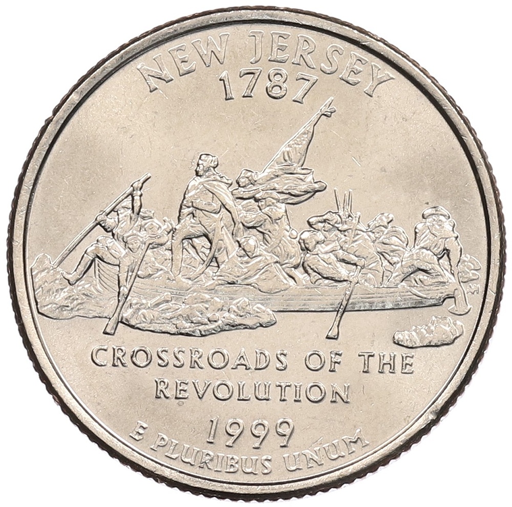 1/4 доллара (25 центов) 1999 года P США «Штаты и территории — Нью-Джерси» — Фото №1