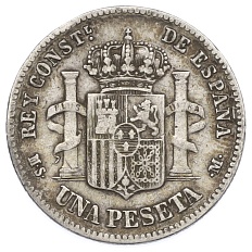 1 песета 1883 года Испания — Фото №2