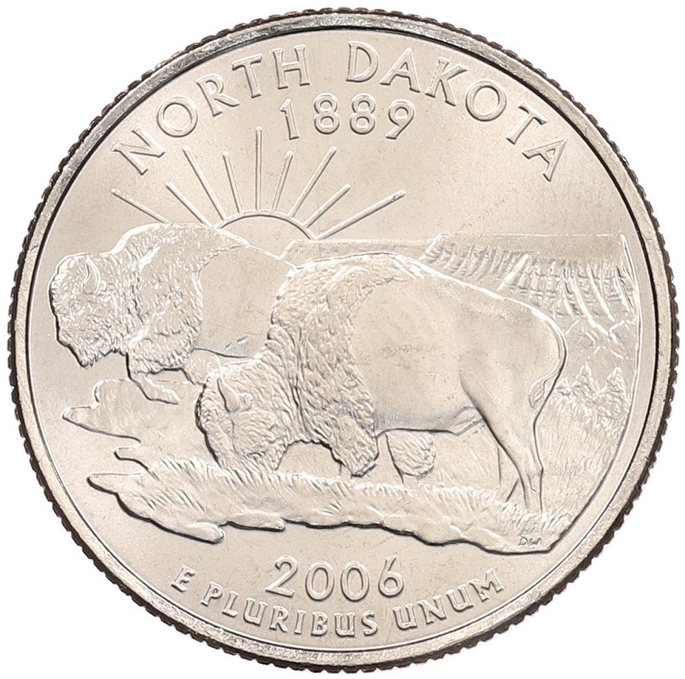 1/4 доллара (25 центов) 2006 года D США «Штаты и территории — Северная Дакота» — Фото №1