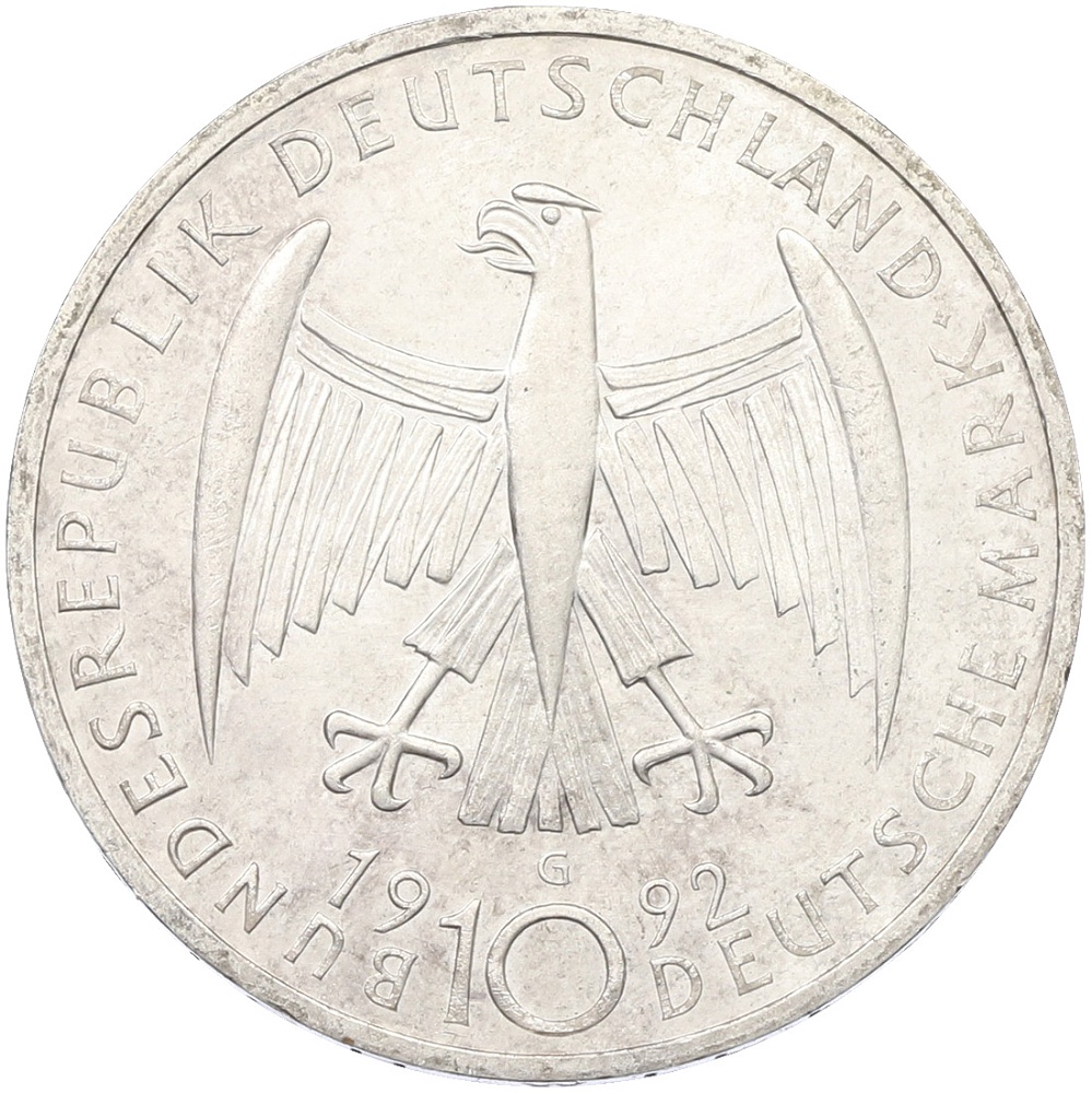 10 марок 1992 года G Германия «125 лет со дня рождения Кете Кольвиц» — Фото №2