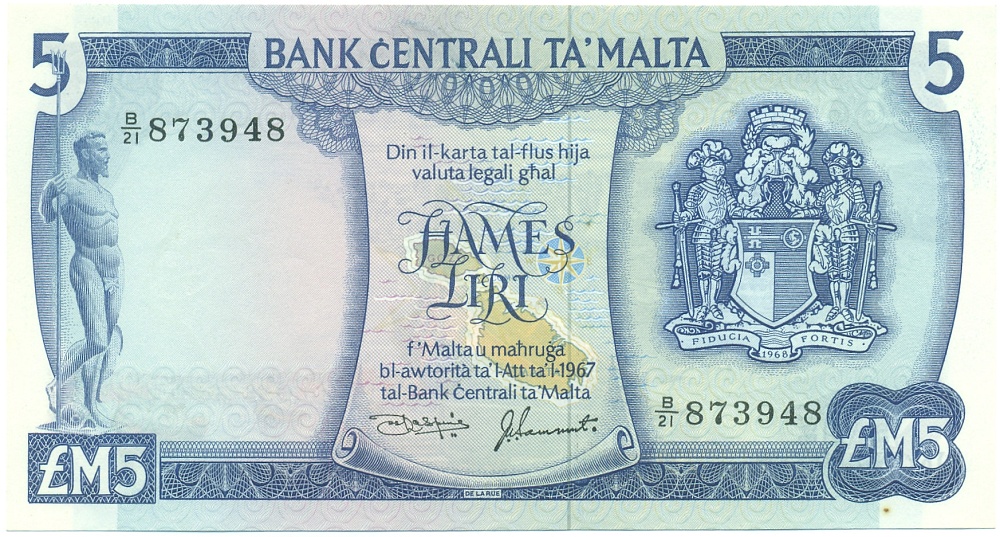5 лир 1973 года Мальта — Фото №1