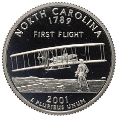 1/4 доллара (25 центов) 2001 года S США «Штаты и территории — Северная Каролина» — Фото №1