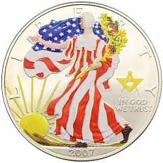 1 доллар 2007 года США «Шагающая Свобода» (Цветное покрытие) — Фото №1