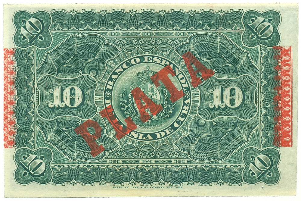 10 песо 1896 года Испанская Куба (Надпечатка PLATA) — Фото №2