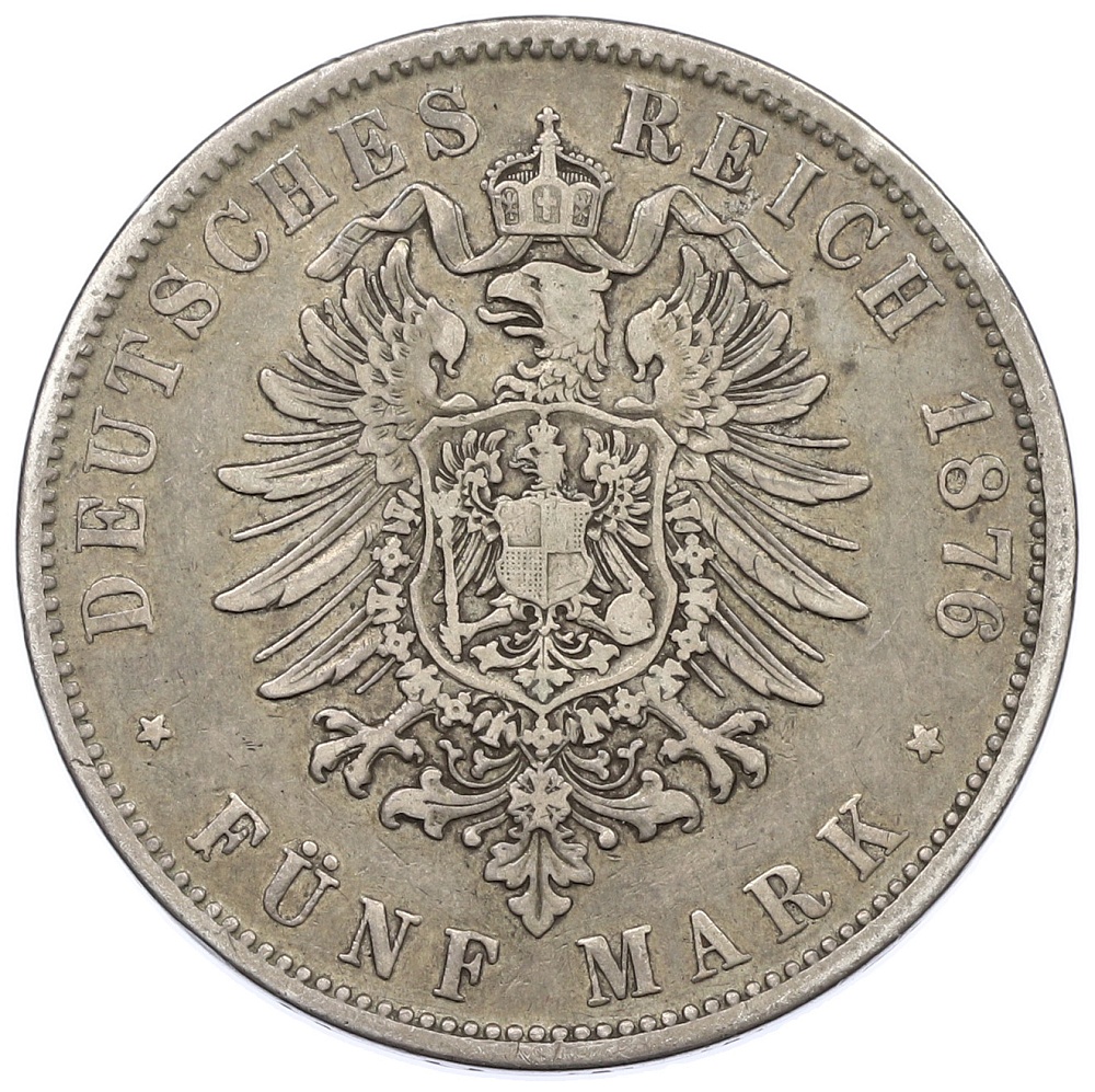 5 марок 1876 года Германия (Вюртемберг) — Фото №2
