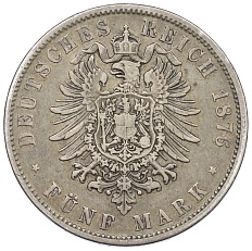 5 марок 1876 года Германия (Вюртемберг) — Фото №2