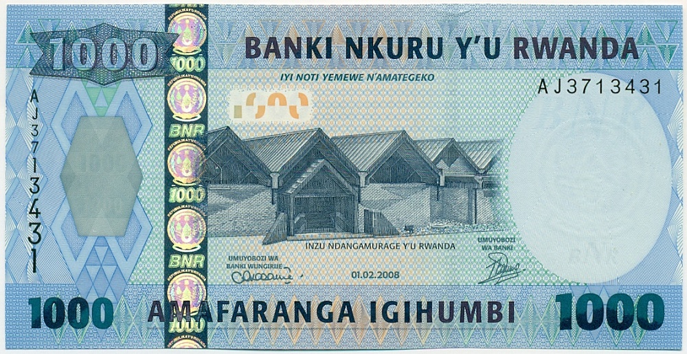 1000 франков 2008 года Руанда — Фото №1