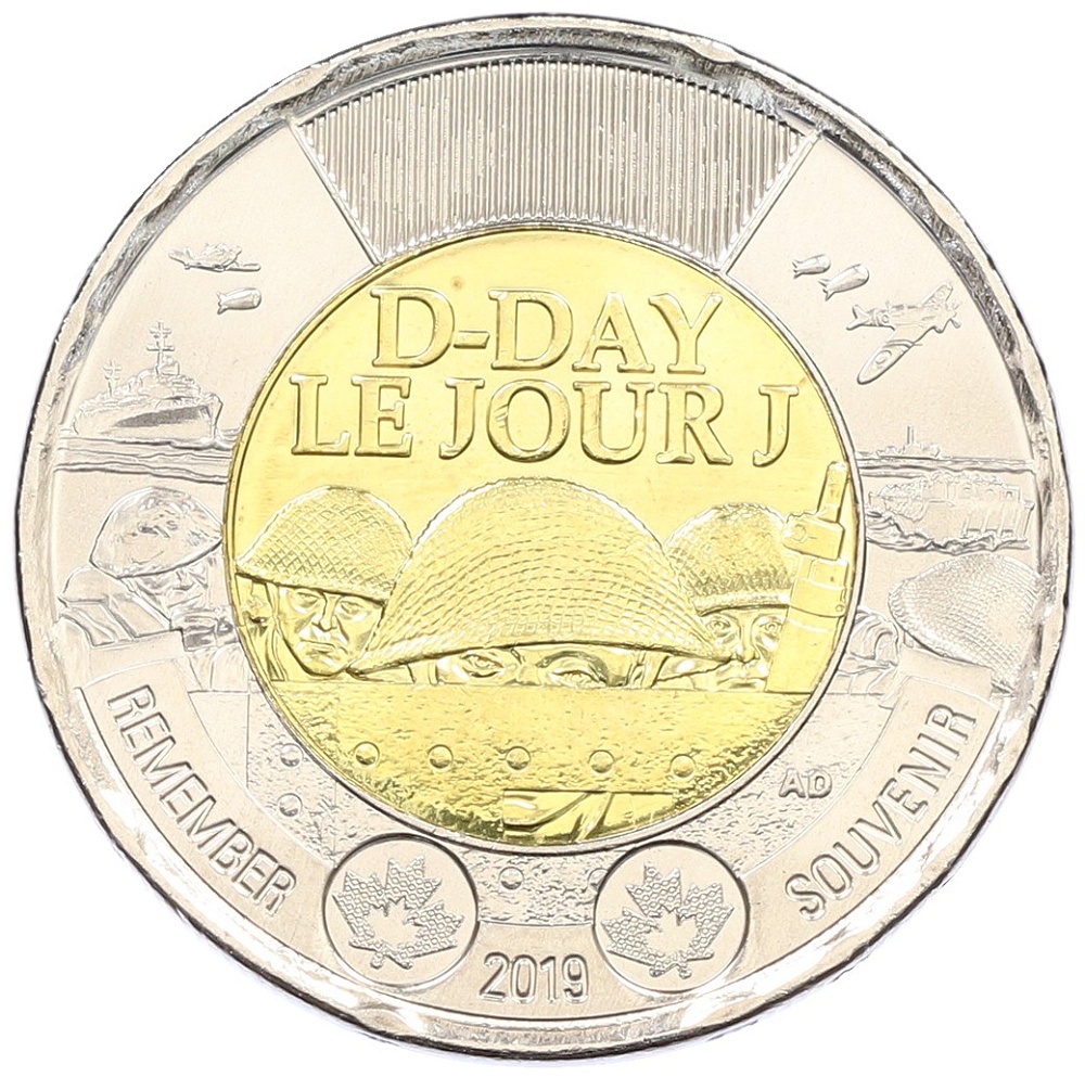 2 доллара 2019 года Канада «75 лет высадке союзников в Нормандии» — Фото №1