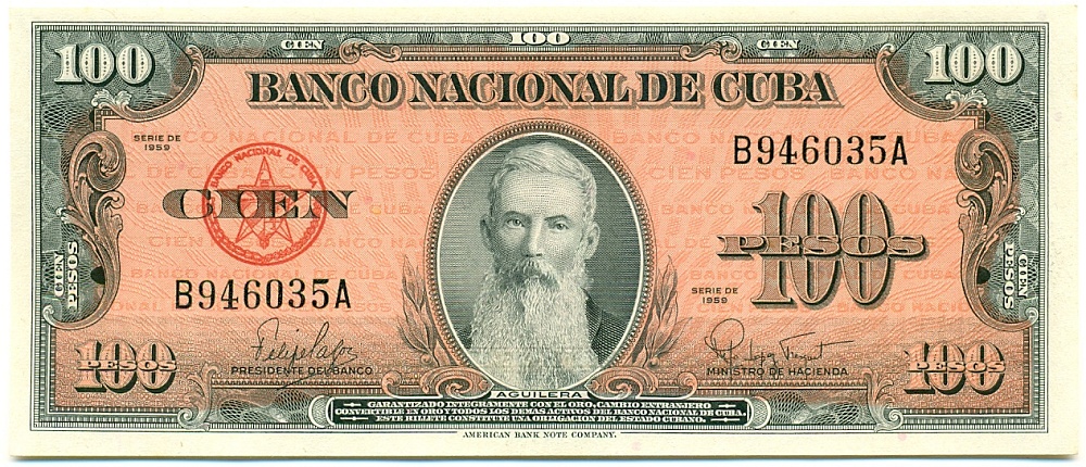 100 песо 1959 года Куба — Фото №1