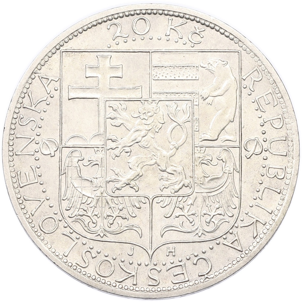 20 крон 1937 года Чехословакия «Смерть президента Масарика» — Фото №2