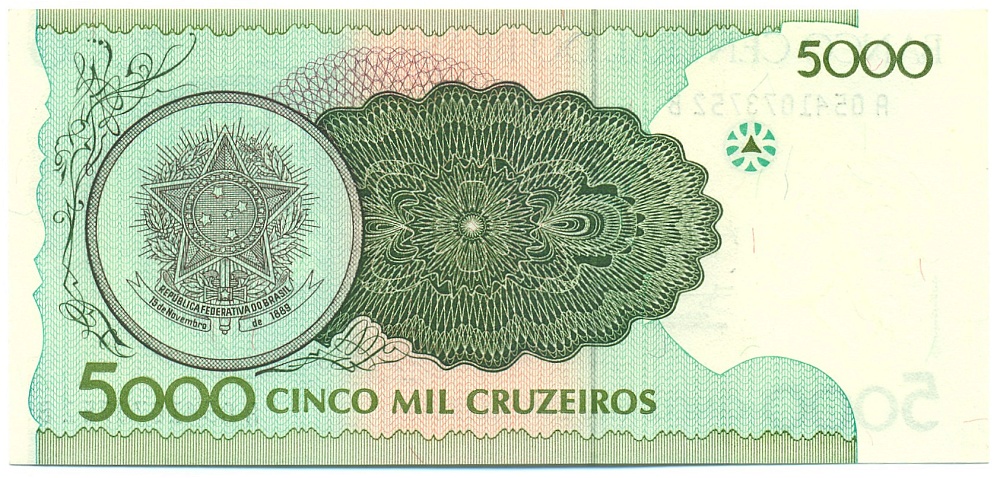 5000 крузейро 1990 года Бразилия — Фото №2