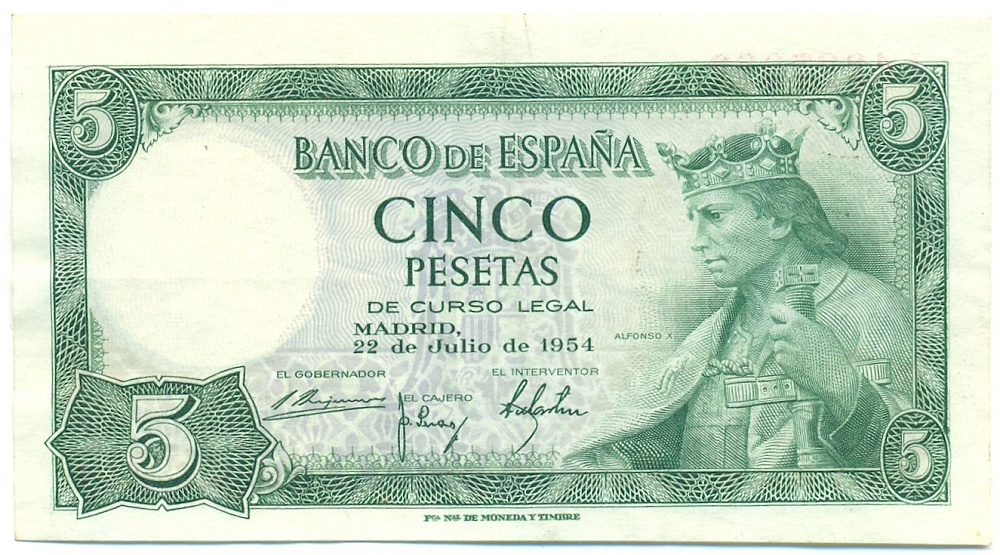 5 песет 1954 года Испания — Фото №1