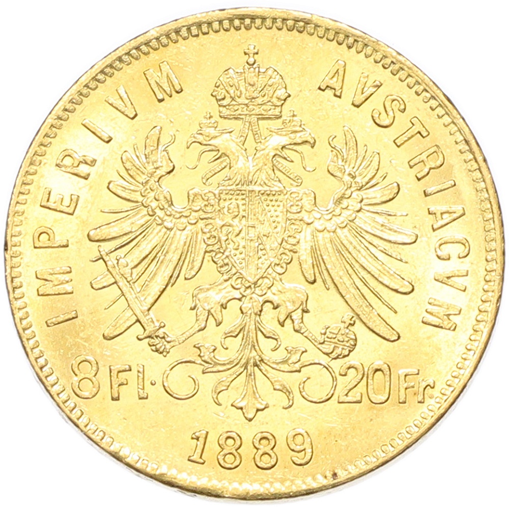 8 флоринов / 20 франков 1889 года Австрия — Фото №1