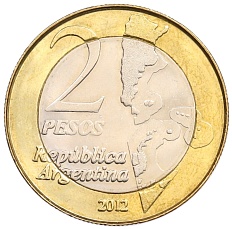2 песо 2012 года Аргентина «30 лет войне за Фолкленды» — Фото №2