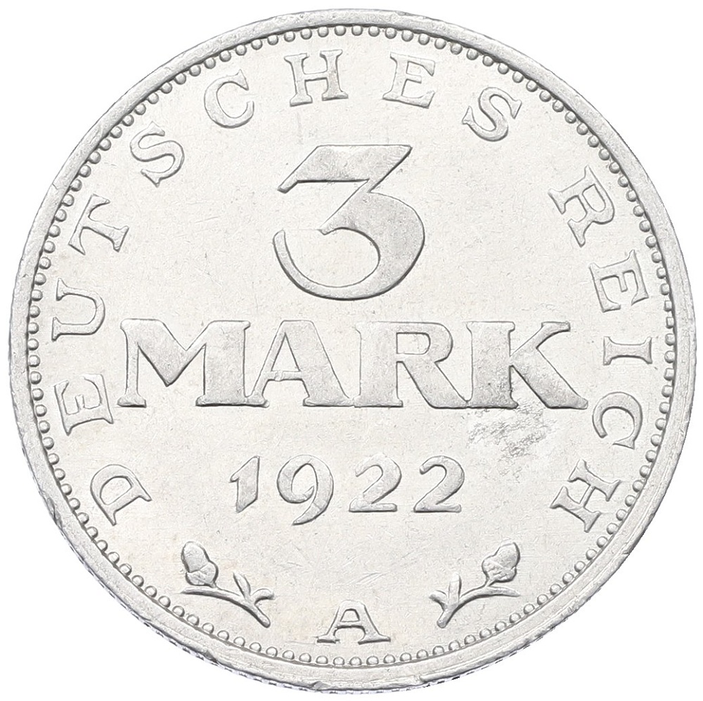 3 марки 1922 года А Германия «3-я годовщина Веймарской конституции» — Фото №1