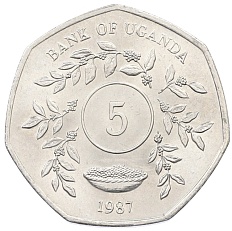5 шиллингов 1987 года Уганда — Фото №1