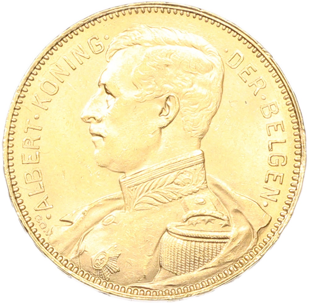 20 франков 1914 года Бельгия — легенда на фламандском (DER BELGEN) — Фото №2