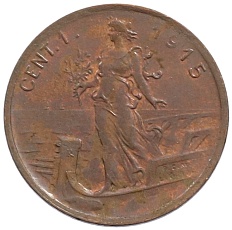 1 чентезимо 1915 года Италия — Фото №1