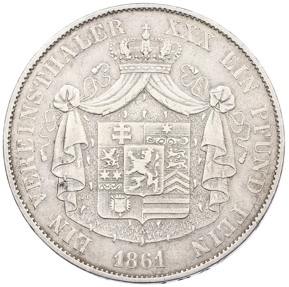 1 союзный талер 1861 года Гессен-Хомбург — Фото №2