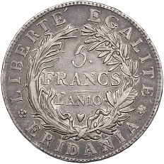 5 франков 1801 года (LAN 10) Пьемонт (Субальпийская республика) — Фото №2