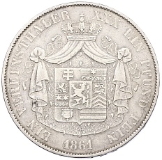 1 союзный талер 1861 года Гессен-Хомбург — Фото №2