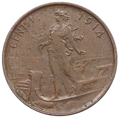 1 чентезимо 1914 года Италия — Фото №1