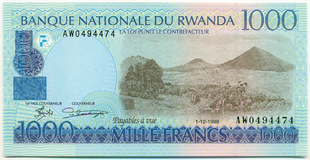 1000 франков 1998 года Руанда — Фото №1
