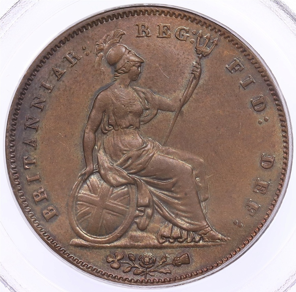 1 пенни 1853 года Великобритания (Королева Виктория) в слабе PCGS (MS63BN) — Фото №2