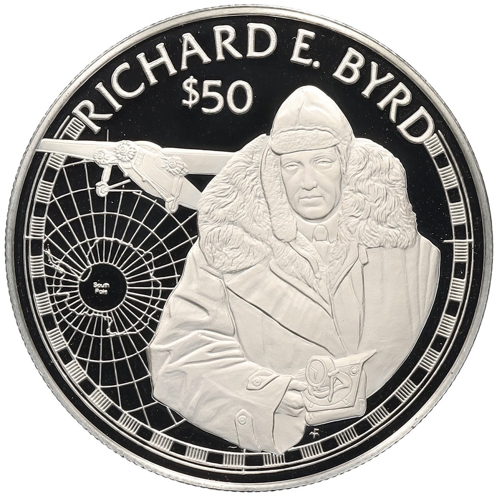 50 долларов 1988 года Острова Кука «Великие исследователи — Ричард Бэрд» — Фото №1