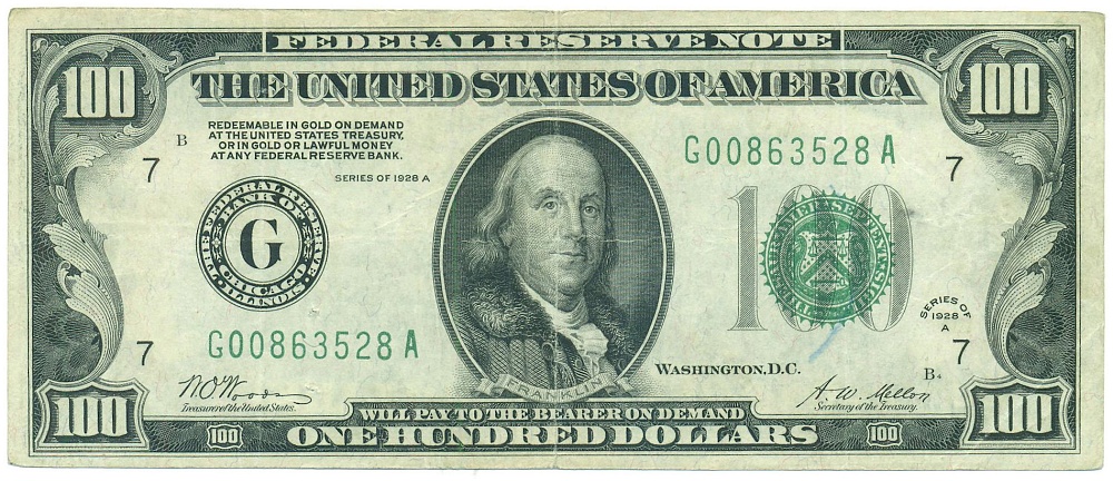 100 долларов 1928 года США (Иллинойс — Чикаго) — Фото №1