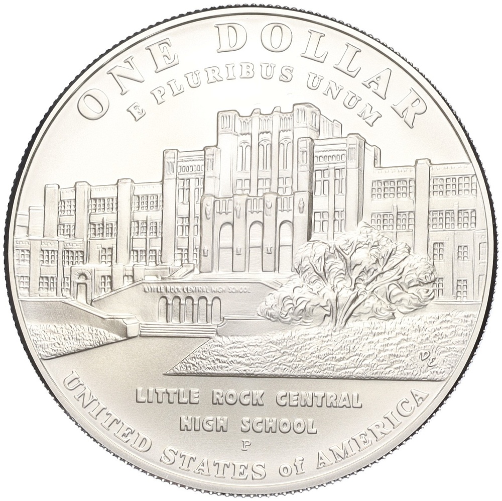 1 доллар 2007 года Р США «Десегрегация в образовании — школа в Литл-Рок» — Фото №2