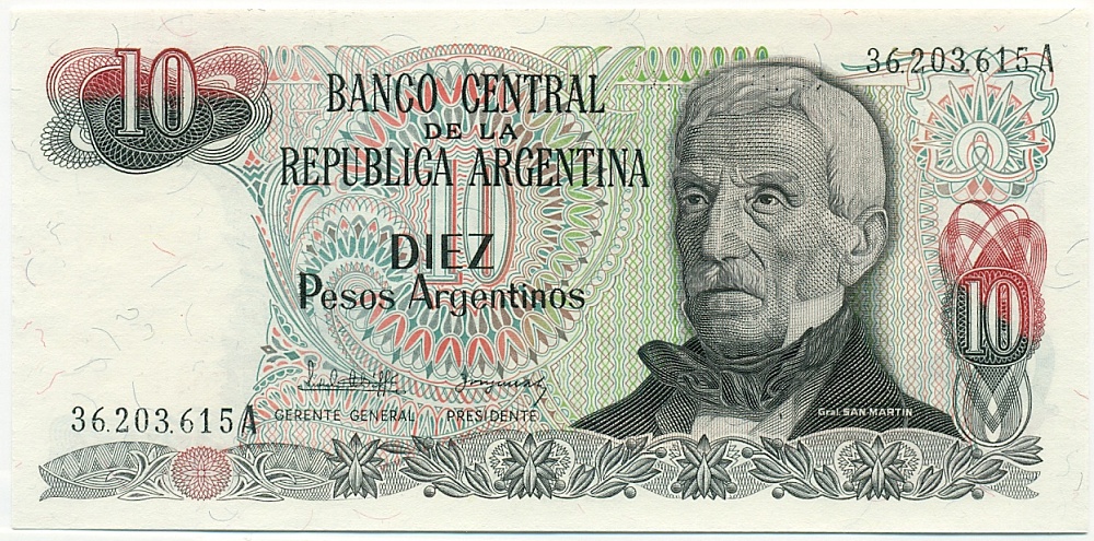 10 песо 1983 года Аргентина — Фото №1