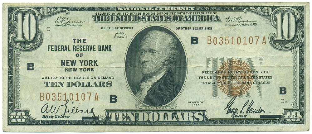 10 долларов 1929 года США (Нью-Йорк) — Фото №1