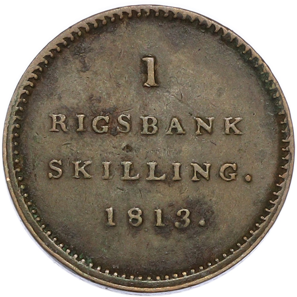 1 скиллинг 1813 года Дания — Фото №1