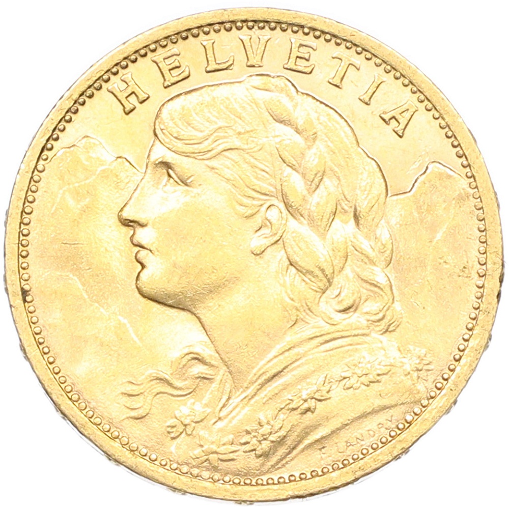 20 франков 1902 года Швейцария — Фото №2